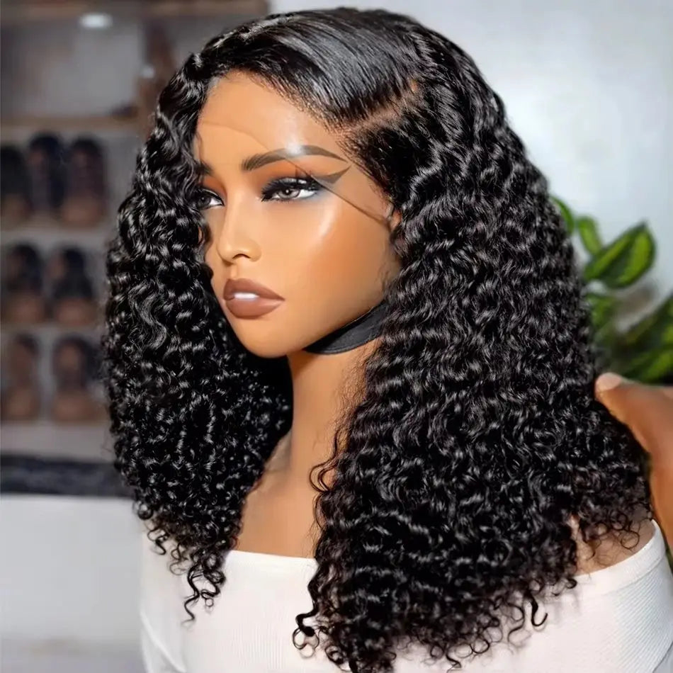 10-16 inch Loose Deep Wave Bob Wigs Human Hair 13x4 Preplucked Lace
