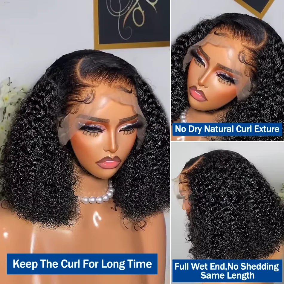 10-16 inch Loose Deep Wave Bob Wigs Human Hair 13x4 Preplucked Lace