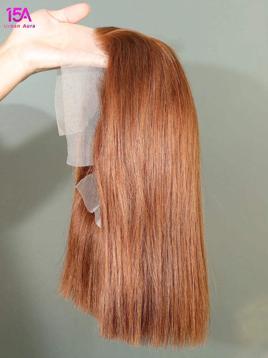 13x4 #4 Brown blonde wig Vietnamese Raw 15A Transparent Lace Front Wig Bob Bone Straight 100% Human Hair colored Wig 250 Density