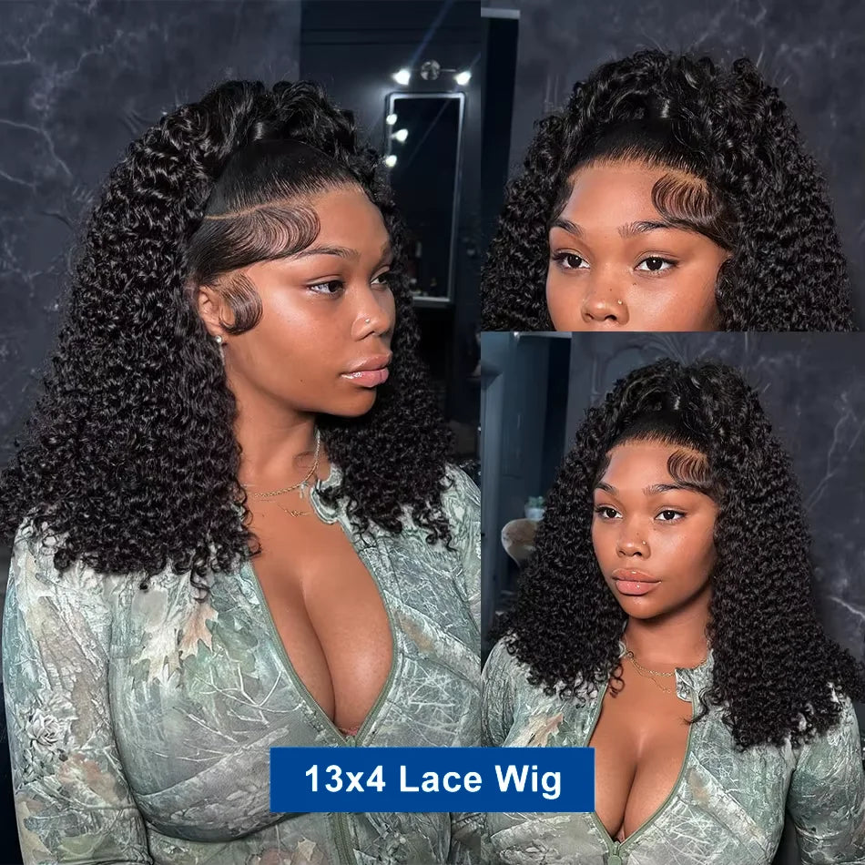 10-16 inch Loose Deep Wave Bob Wigs Human Hair 13x4 Preplucked Lace